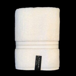 Tahari Home White Sparkly Accent Bathroom Bath Towel White Gold Stripes NWT New